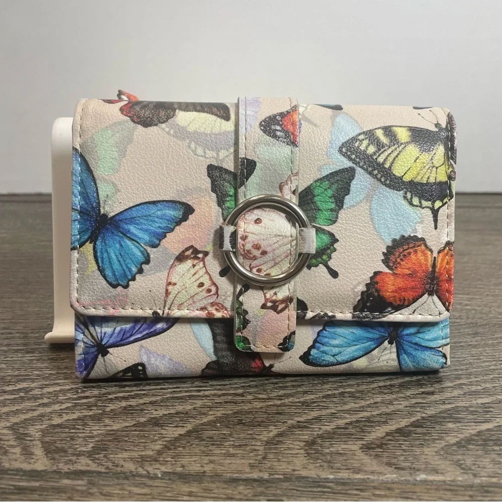 Butterfly Print Women's wallet. ID safe keeper. Pre-owned. Ink marks inside.